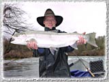 Even our Guides get to catch a big one once in a while, Tony Helfrich with a big Steelhead on the Rogue.